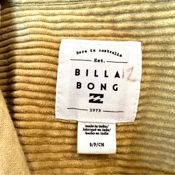 Billabong So Stoked Corduroy Shacket shirt jacket Kiwi oversized womens S cotton - Picture 7 of 11